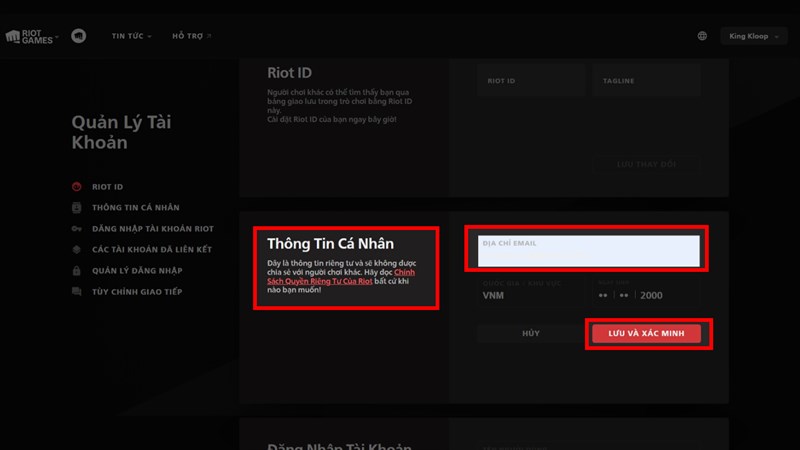 Hướng dẫn cách đổi Gmail Riot
